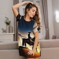 thumbnail image 3 of Balery Azure Sky Western Desert Cowboy Camisón de manga corta con cuello redondo para mujer, cómodo y elegante., 3 of 6