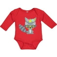 thumbnail image 3 of Inktastic Hipster Raccoon, Raccoon With Glasses, Flowers Boys or Girls Long Sleeve Baby Bodysuit, 3 of 5