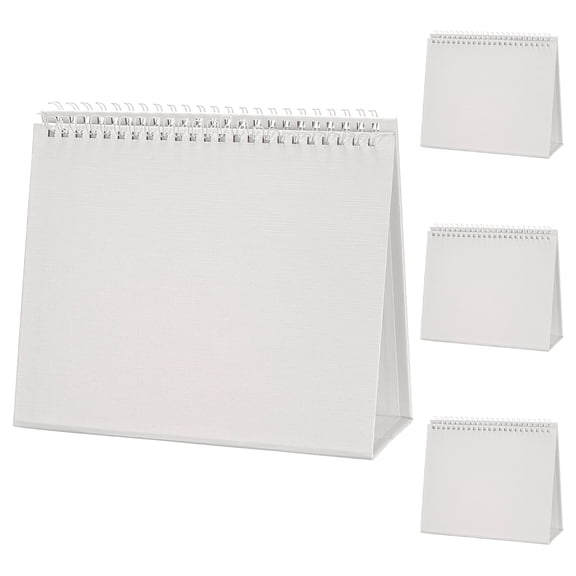 Uxcell 4 Pack Blank Desk Calendar Base, Flip Calendar Standing 8.3 x 6.7" Pearl Paper Small Desk Calendar for DIY Home Office Desktop Accessory Decor Monthly Planner, White