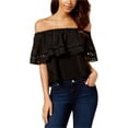 thumbnail image 1 of Rachel Roy Womens Ruffled Off the Shoulder Blouse, Black, Small, 1 of 3