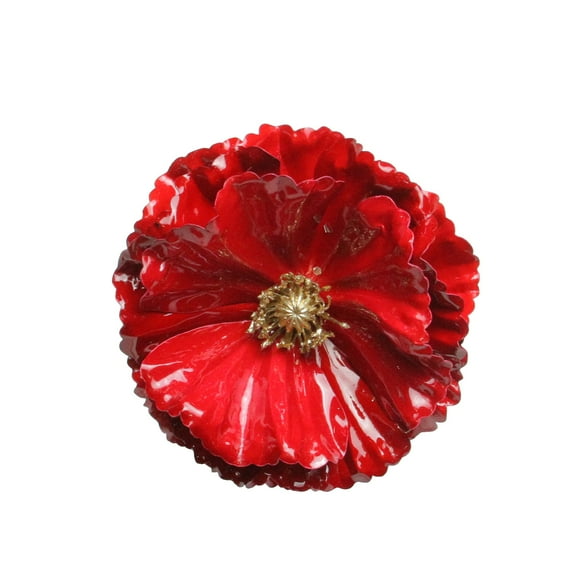 4.5" Red and Gold Contemporary Poppy Christmas Clip