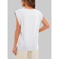 thumbnail image 6 of SHIBEVER Cap Sleeve Tops for Women Summer Top Basic Tee Shirts Casual Loose Fit Fashion White Tops for Womens Clothes Dressy Casual Solid Color, 6 of 6