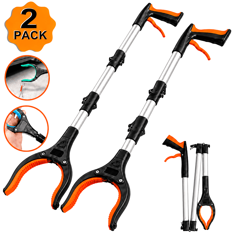 NIUTA® 43" Grabber Reacher Tool, 2Pack Foldable Reacher Grabber Pickup Tool with Magnet, Extra Long Aluminum Reaching Tool with 4.7 Inch Wide Claw, Lightweight Trash Picker Upper Grabber