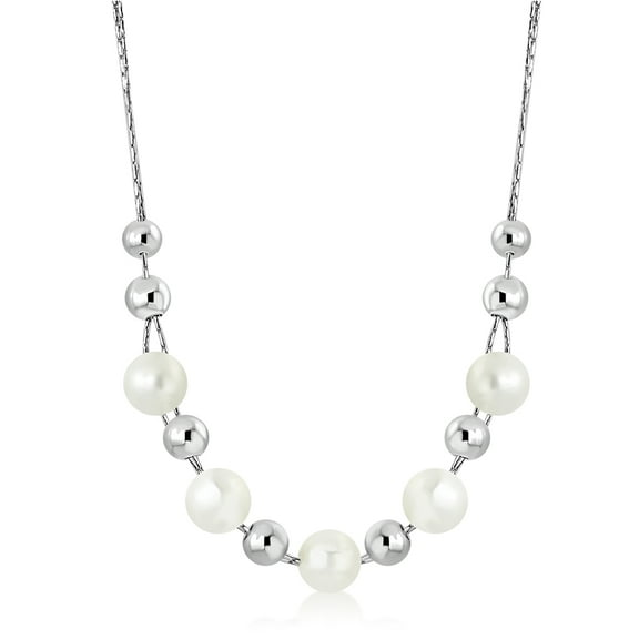 Women's Simulated Pearl 925 Sterling Silver Necklace
