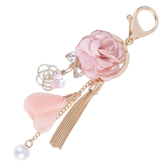 DECORNIJIA Floral Keyring Keychain Pink Cloth 1Set for Women Everyday Use