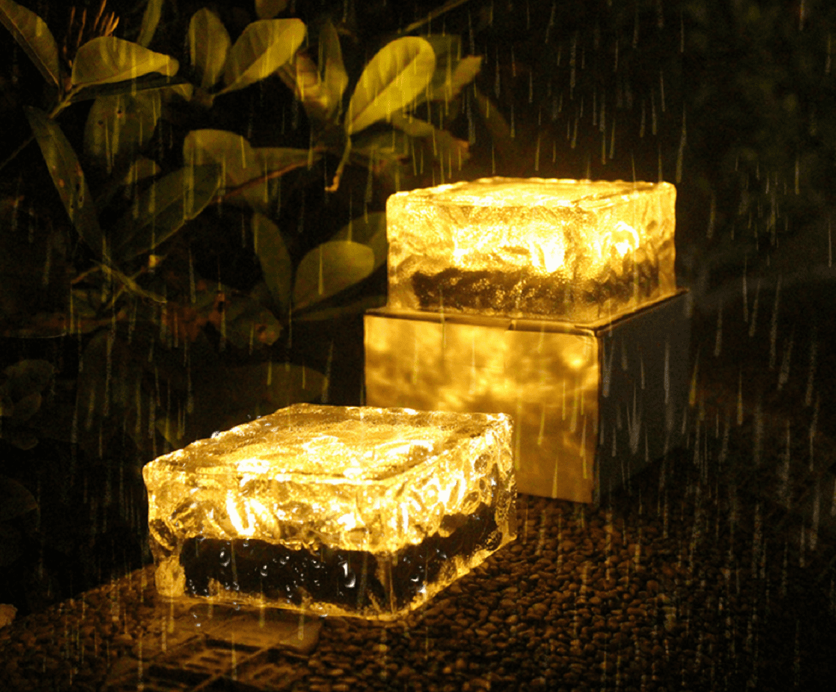Solar Glass Brick Light, Ice Cube LED Landscape Buried Light for
