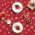 thumbnail image 3 of Nappe de Noël, Flocon de Neige Doré Nappe de Noël pour l'Hiver, Nappes de Noël Rouges, Nappe Imperméable Anti-Déversement pour Table, Cuisine, Salle à Manger, Vacances, Ronde de 60 Pouces, 3 of 5