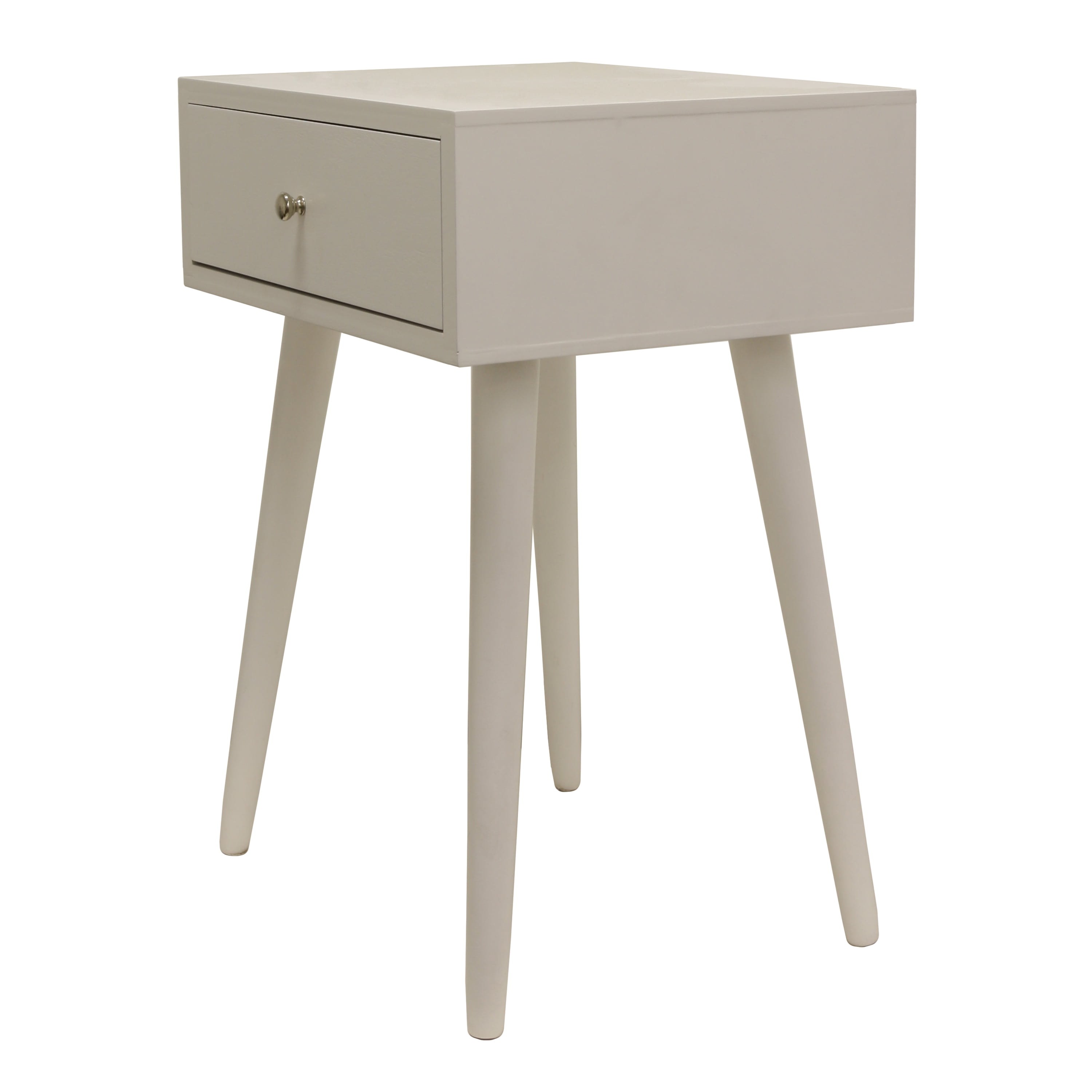 Decor Therapy Mid Century 1-Drawer Wood Side Table, 14'' x 18'' x 24'' - White