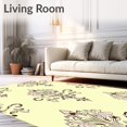 thumbnail image 2 of ODIKA 4'x6' Machine Washable Non-Slip Area Rug, Elegant Damask Scrollwork Accent with Ornate Curvilinear Motifs High Traffic Rug with Pad, Yellow, 522804, 2 of 8