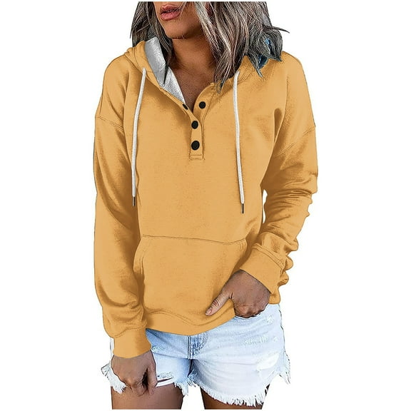 ShomPort Women Casual Loose Hoodies Pullover Tops Drawstring Long Sleeve Sweatshirts Fall Clothes with Pocket