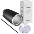 thumbnail image 6 of 20oz Tumbler with Lid and Straw Stainless Steel Tumbler Cup Bulk Vacuum Insulated Double Wall Travel Coffee Mug Powder Coated Coffee Cup(Black 6 Pack, 6 of 6