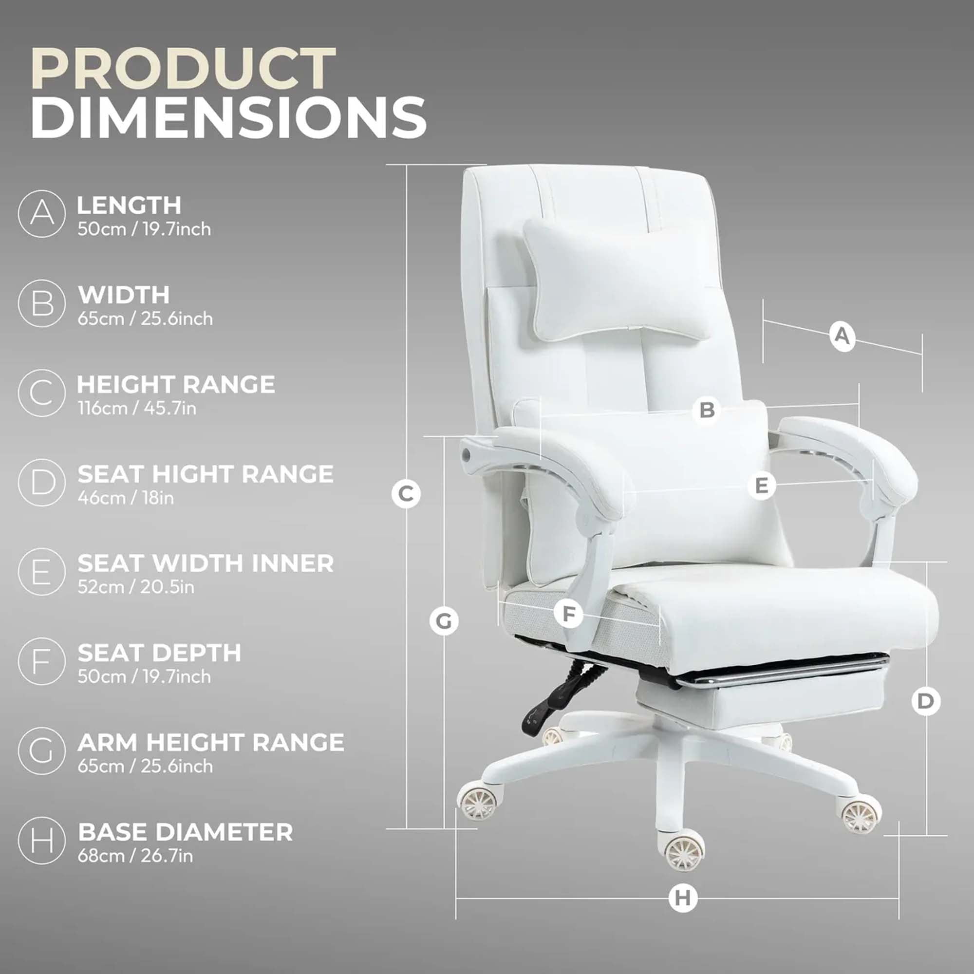 Toytexx Ergonomic PU Leather Office Chair with Footrest, Lumbar