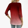 thumbnail image 3 of ZUKMRJPC Women's Casual 3/4 Sleeve T Shirts Gradient Color Button V Neck Tunic Shirts Loose Fit Comfortable Cotton Basic Tee Tops, 3 of 9