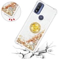 thumbnail image 2 of Glitter Clear Sparkly Bling Motorola Moto G Play 2023 Case for Women, Flowing Liquid Quicksand Cover with Diamond Ring Holder Case for Motorola G Play 2023  Gold, 2 of 14
