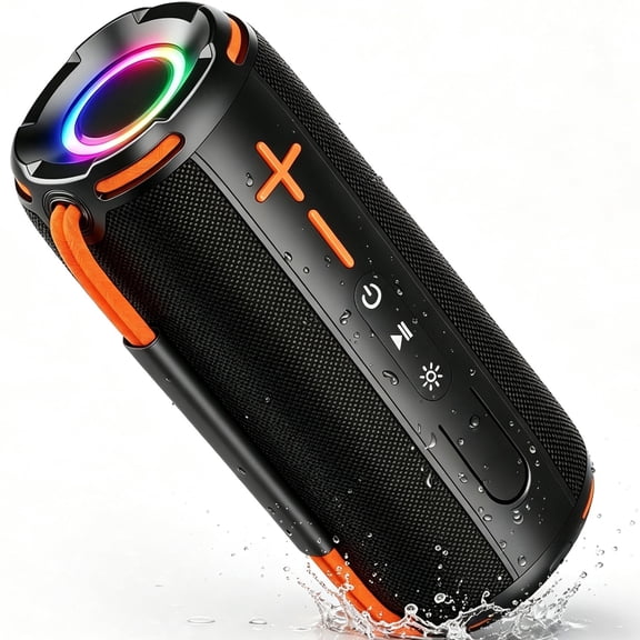 Gmdisc Portable Bluetooth Speaker,Bluetooth 5.3 Wireless Speaker,Waterproof Outdoor Speaker with RGB Party Lights,Deep Bass Sound,TWS Pairing for Camping,Beach,Home Party(Black)