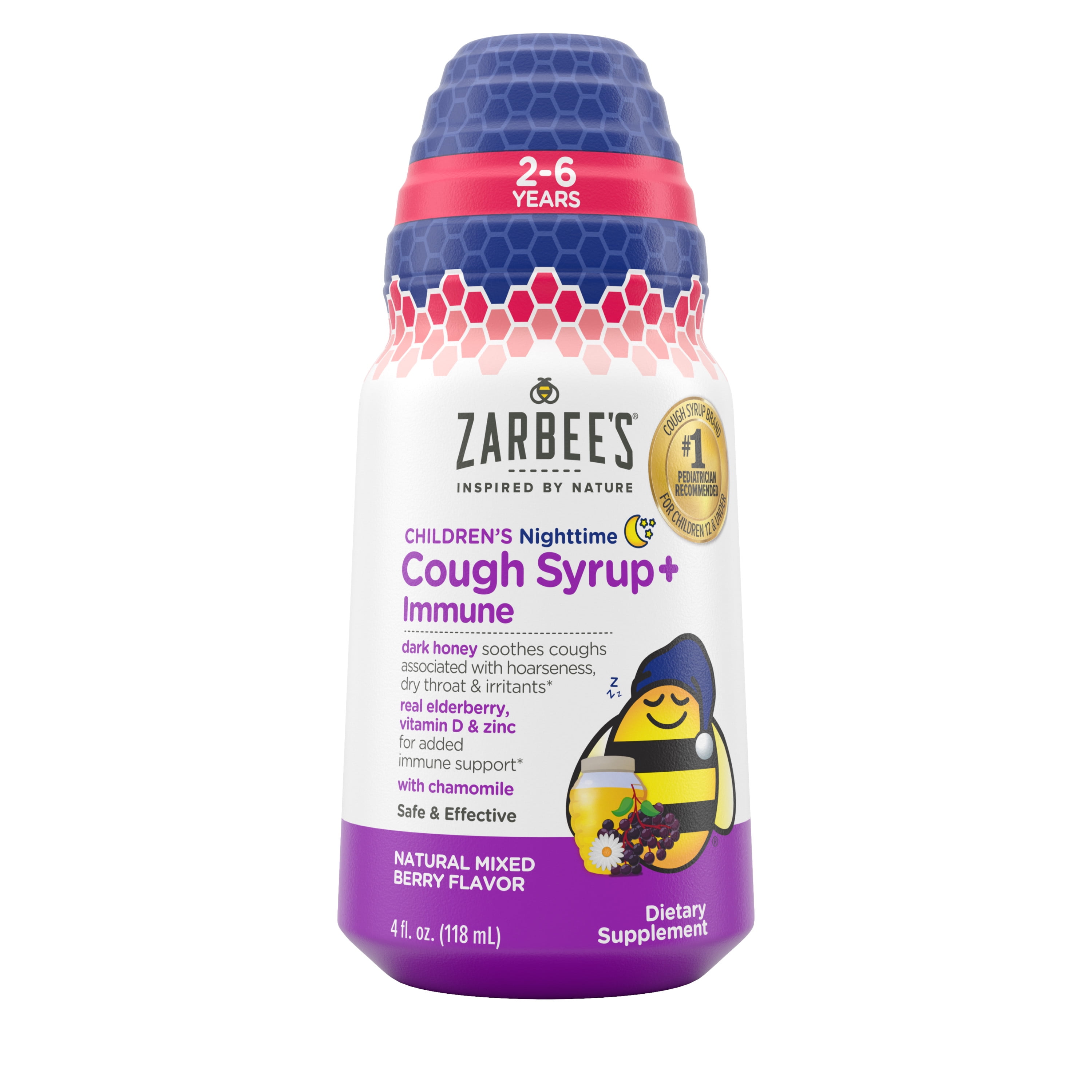 Zarbee’s Kids Cough + Immune Nighttime for Age 26 with Honey, Vitamin