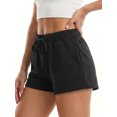 thumbnail image 3 of Shorts cortos de verano para mujer, elegantes, de color liso, con cintura elástica y cordón ajustable, ideales para la playa y uso diario., 3 of 8