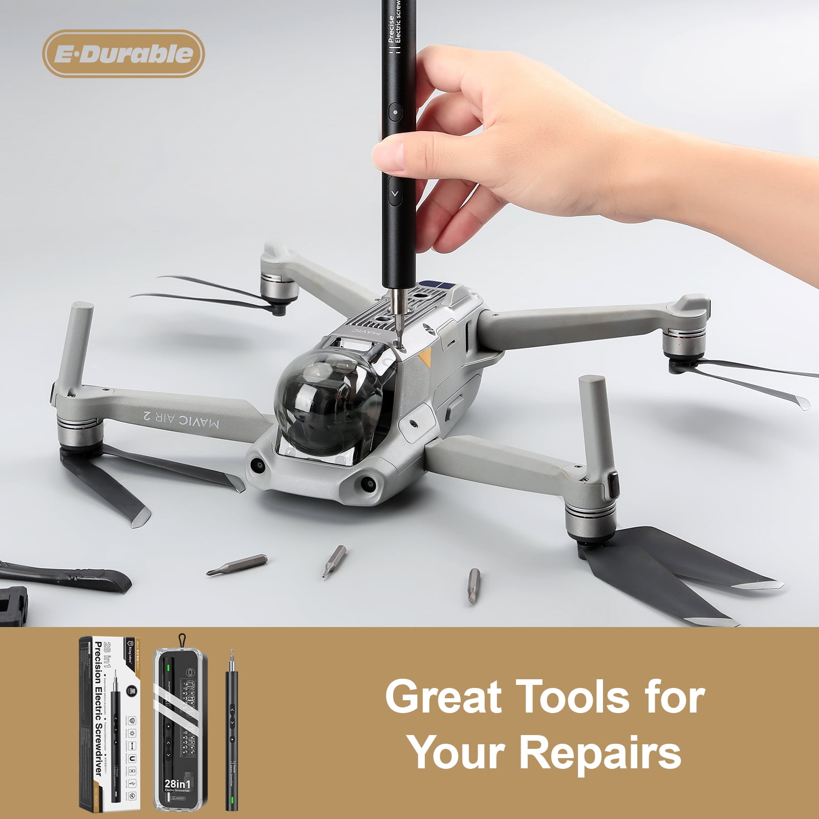 E·Durable 28 in 1 Mini Electric Screwdriver Sets with 24 Bits Rechargeable 3.7V Magnetic Repair Tool Kit