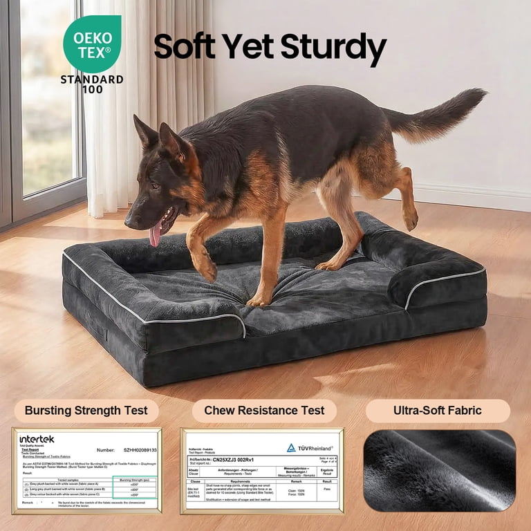 Ophanie Sofa-Style Orthopedic Dog Bed, Black, Large photo 5