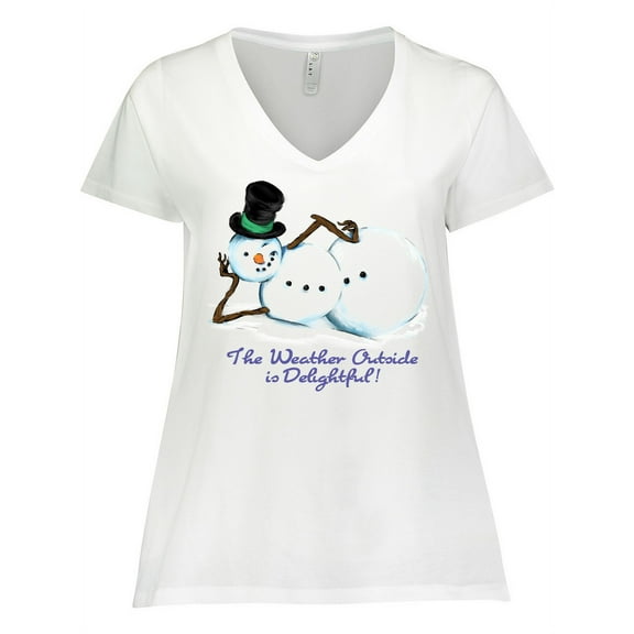 Inktastic Sassy Snowman the Weather Outside is Delightful Women's Plus Size V-Neck T-Shirt