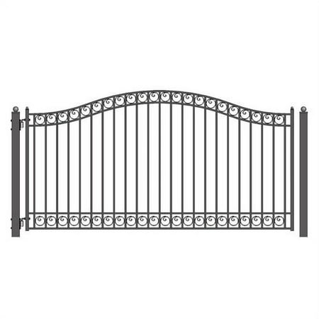ALEKO Steel Single Swing 12 x 6 feet Black Driveway Gate Dublin Style