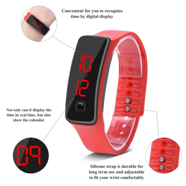 Reloj Deportivo Con Pantalla Táctil, Relojes De Pulsera Con Pantalla Digital LED De Silicona, Esfera De 12 Horas, Reemplazo De Batería AG3 Para Correr De Noche