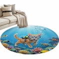 thumbnail image 2 of Ocean Diving Cat Round Area Rug 4ft, Coastal Coral Fish Marine Life Washable Non-Slip Circle Rugs for Bedroom Living Room Kitchen, Soft Non Shedding Circle Carpet for Dining Room Dorm, 2 of 9