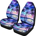 thumbnail image 2 of Hawaiian Style Beautiful Sunset Tropical Beach Palm Tree Car Seat Covers Front Seat OnlyVehicle Bucket Seat Protetors Universal, 2 of 7