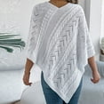 thumbnail image 5 of SEAOPEN Women's 2024 Fall Winter Turtleneck Poncho Sweater Fashion Chunky Knit Cape Wrap Sweaters Pullover Jumper Tops under 10 dollars White,S, 5 of 6