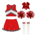 thumbnail image 5 of renvena irls Cheer Dance Costume Halloween Sleeveless Crop Top Pleated Skirt Cheerleading Uniform Dress B Red 4, 5 of 7