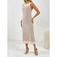 thumbnail image 5 of Michellecmm Women's Summer Knit Tank Dress Stripe Print Sleeveless Round Neck Slim Long Dress, 5 of 9