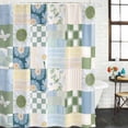 thumbnail image 2 of Spring Floral Checkered Shower Curtain, Waterproof Shower Curtains for Bathroom, Sage Green Daisy Buffalo Plaid Washable Fabric Bathtub Curtain Set Bath Decor with 12 Hooks Standard 72"x72", 2 of 8