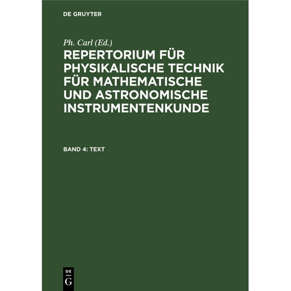 Repertorium Für Physikalische Technik Fü Text, Book 4, (Hardcover)