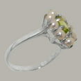 thumbnail image 3 of LBG British Made 18k White Gold Natural Peridot & Cultured Pearl Womens Anniversary Ring - 33 size options - Size 6.75, 3 of 6