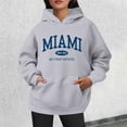 thumbnail image 2 of Bibifish Graphic Womens Hoodies Miami City Letter Print Long Sleeve Oversized Hooded sweatshirts Soft Drawstring Trendy Outfits With Pocket, 2 of 4