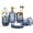 Blue 6pcs, variant on 6PCS Bathroom Clear Glass Accessories Set (Lotion Soap Dispenser, Soap Dish, Toothbrush Holder, Tumbler, Cotton Swab Jar), Contemporary Modern Decor Crystal Vintage Gift