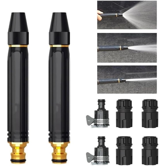 High Pressure Hose Nozzle Heavy Duty, 3/4" Standard Fit Brass Garden Hose Nozzle Direct Jet Stream, Water Hose Nozzle
