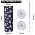 thumbnail image 3 of Pioneer Flower Floral Print Pattern 20oz Skinny Tumbler with Straw & Lid, Double Wall Vacuum Insulated Cup, Leak-Proof, Cup Holder Friendly, Hot 6H Cold 12H, 3 of 6