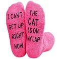 thumbnail image 2 of Onlysocks Funny Fuzzy Cat Socks, Soft Cozy Thick Winter Warm Slipper Socks for Cat Mom Dad Lovers Women Men, Cat Lover Gifts, Red, 2 of 5