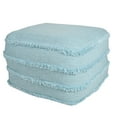thumbnail image 6 of LR Home Small Fringe Striped Indoor Square Pouf, Bright Blue, 18" x 18" x 14", 6 of 9