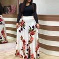 thumbnail image 2 of Vestido de Verano Para Mujer, Vestido Estampado Floral de Manga Larga, Vestido Informal de Retazos Con Cuello Redondo, Vestido Maxi Odeerbi ODB113580, 2 of 6