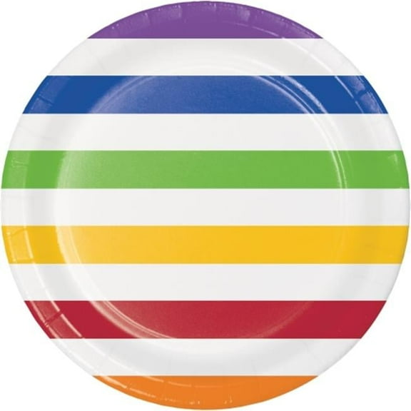 Creative Converting 337070 Dots & Stripes Round Paper Plates, 8 Count