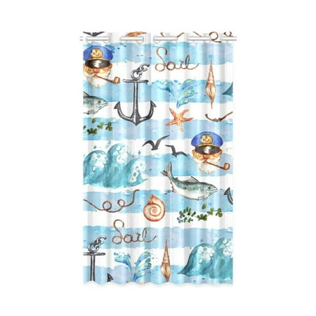 Nautical Window Curtains - MKHERT Colorful Nautical Pattern Window Curtain Living Room,Bedroom Window Drapes 52x84 inch