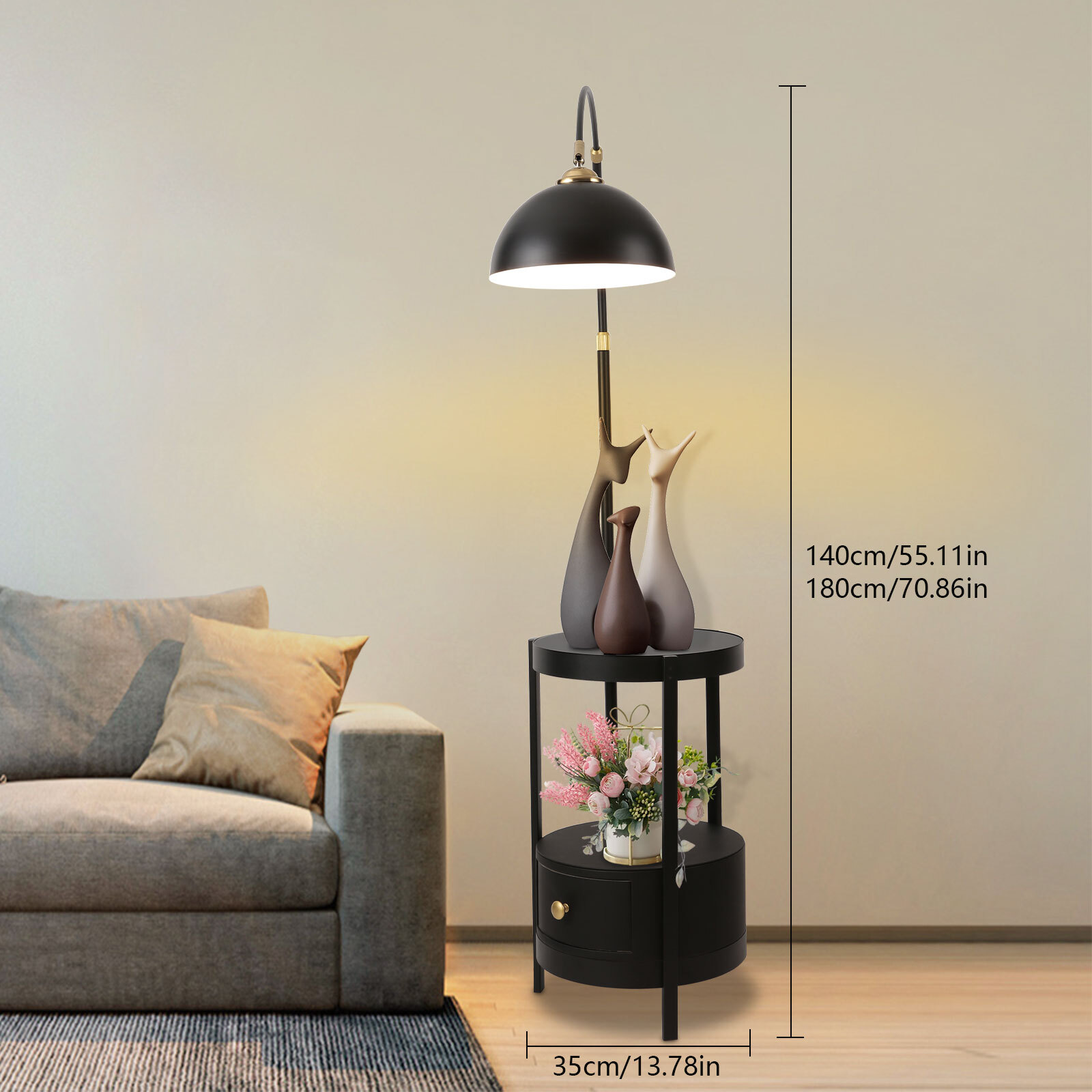 Modern Foot Switch Floor Lamp Standing Reading Light Bedroom Living Room Light W/o Bulb for Living Room