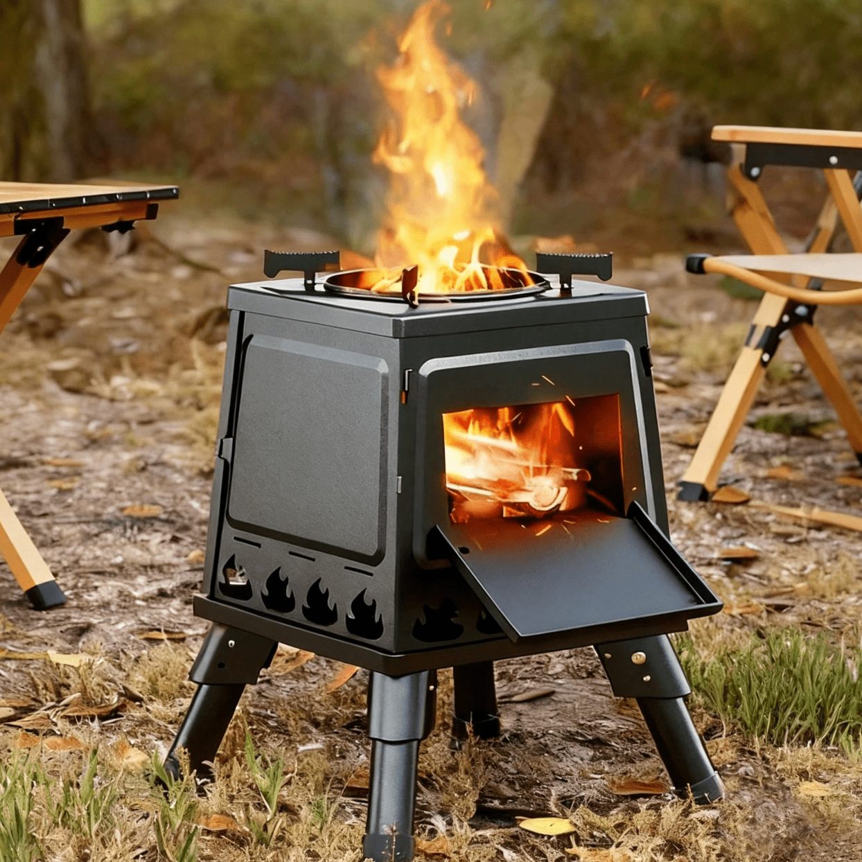 Ktaxon Portable Camp Wood Stove with Chimney Pipes for Outdoor
