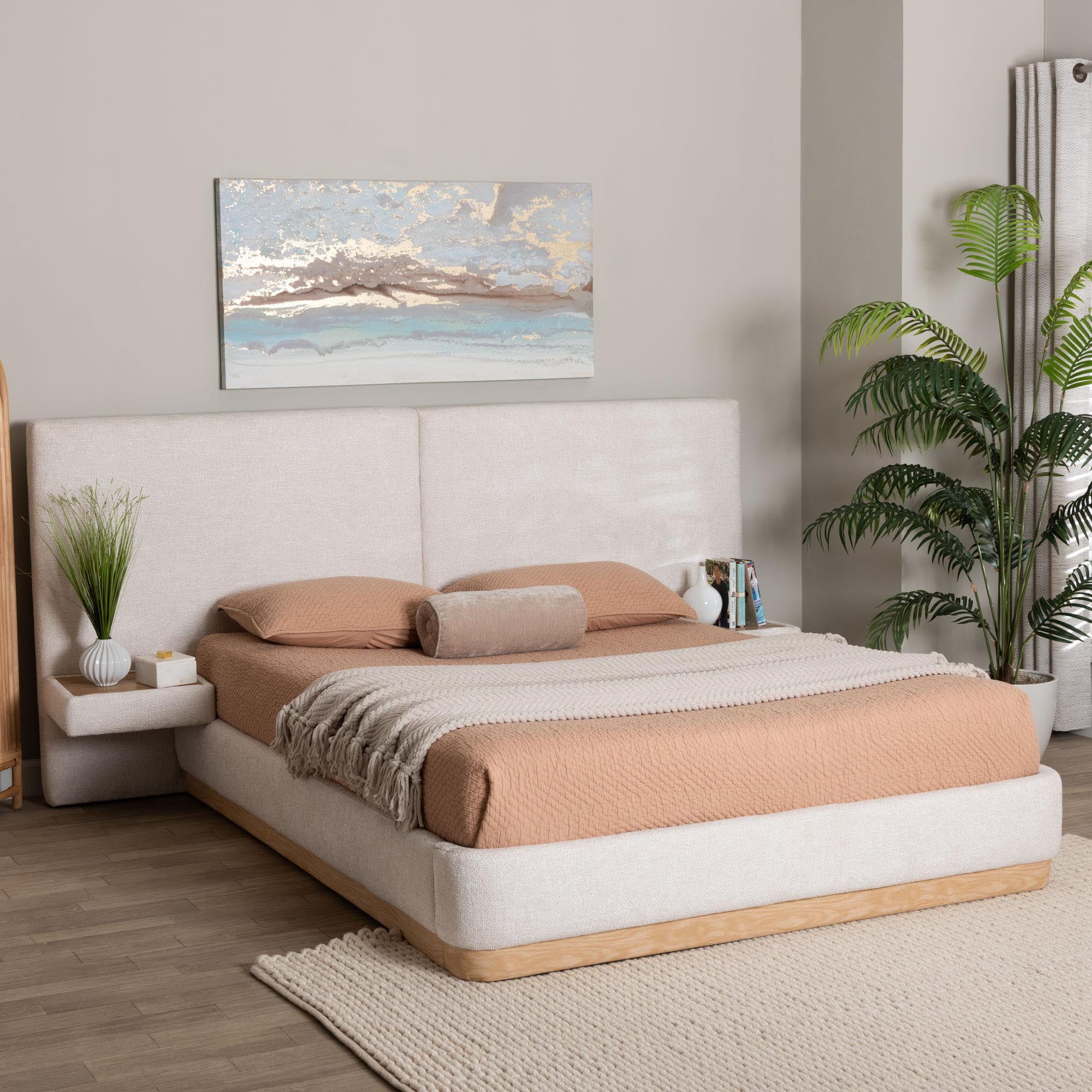 Baxton Studio Jacinta Modern Platform Bed, Queen, Beige