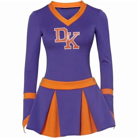 Jennifer Check Inspired Purple Cheerleader Uniform Long Sleeve Top and Skirt Set for Women