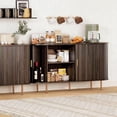 thumbnail image 4 of Aisword Sideboard Buffet Cabinet with Storage,Mid Century Modern Fluted Accent Coffee Bar Console Table,Tambour Sliding Doors& Adjustable Shelf for Kitchen, Living Room, Entryway, 55 Inch Dark Walnut, 4 of 6