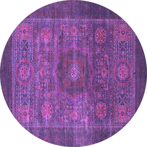 Ahgly Company Indoor Round Abstract Purple Modern Area Rugs, 6' Round