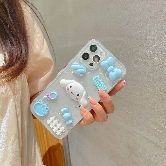 Fundas de teléfono 3D Sanrio Cinnamorol Candy para iPhone 14 13 12 11 Pro Max Mini XR XS MAX 8X7 SE 2020 contraportada Fivean unisex